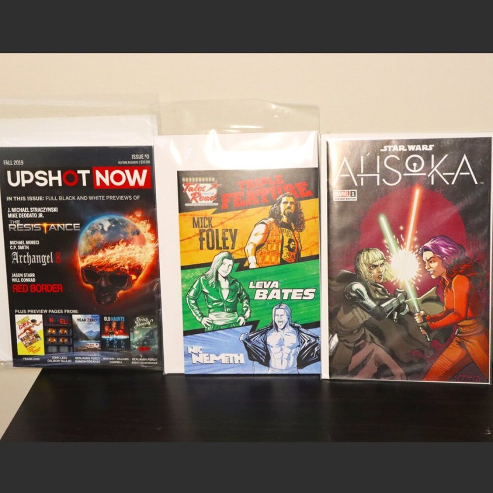 Pack of 3 Comic Books: Star Wars, Headlocked, and Upshot, new in plastic